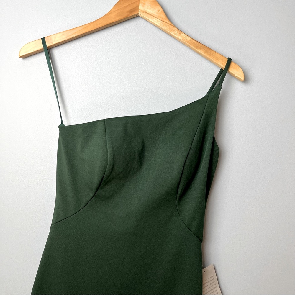 La Femme One-Shoulder Jersey Gown - Emerald Green - Picture 3 of 6